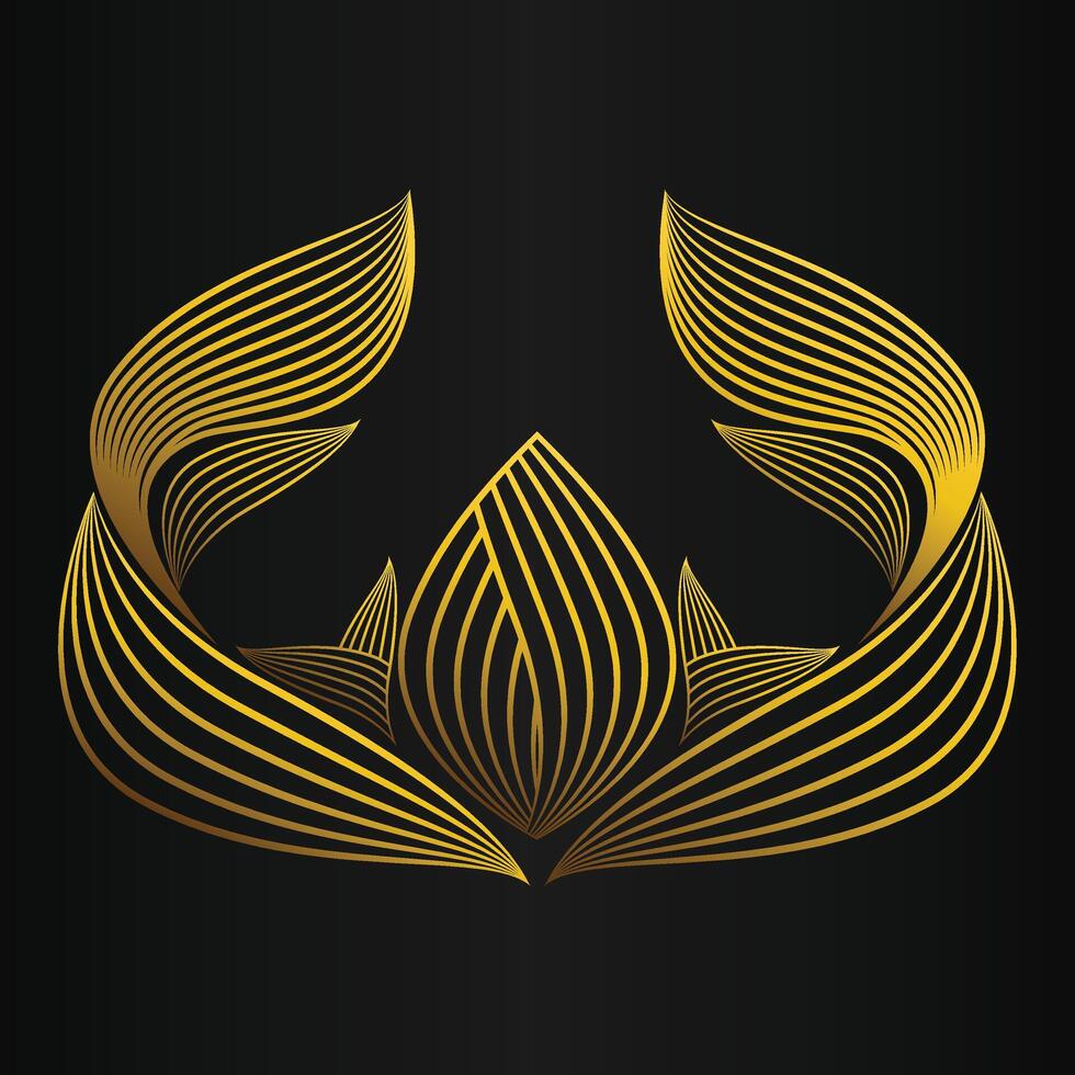 beautiful golden flower petal on black background vector