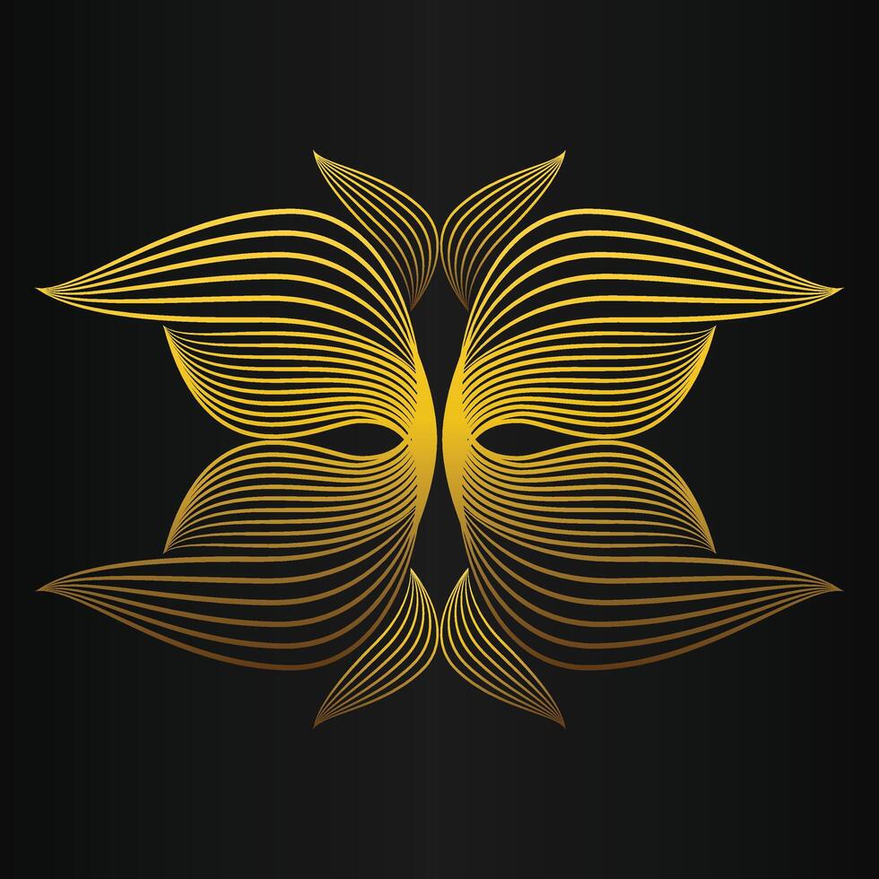 beautiful golden flower petal on black background vector