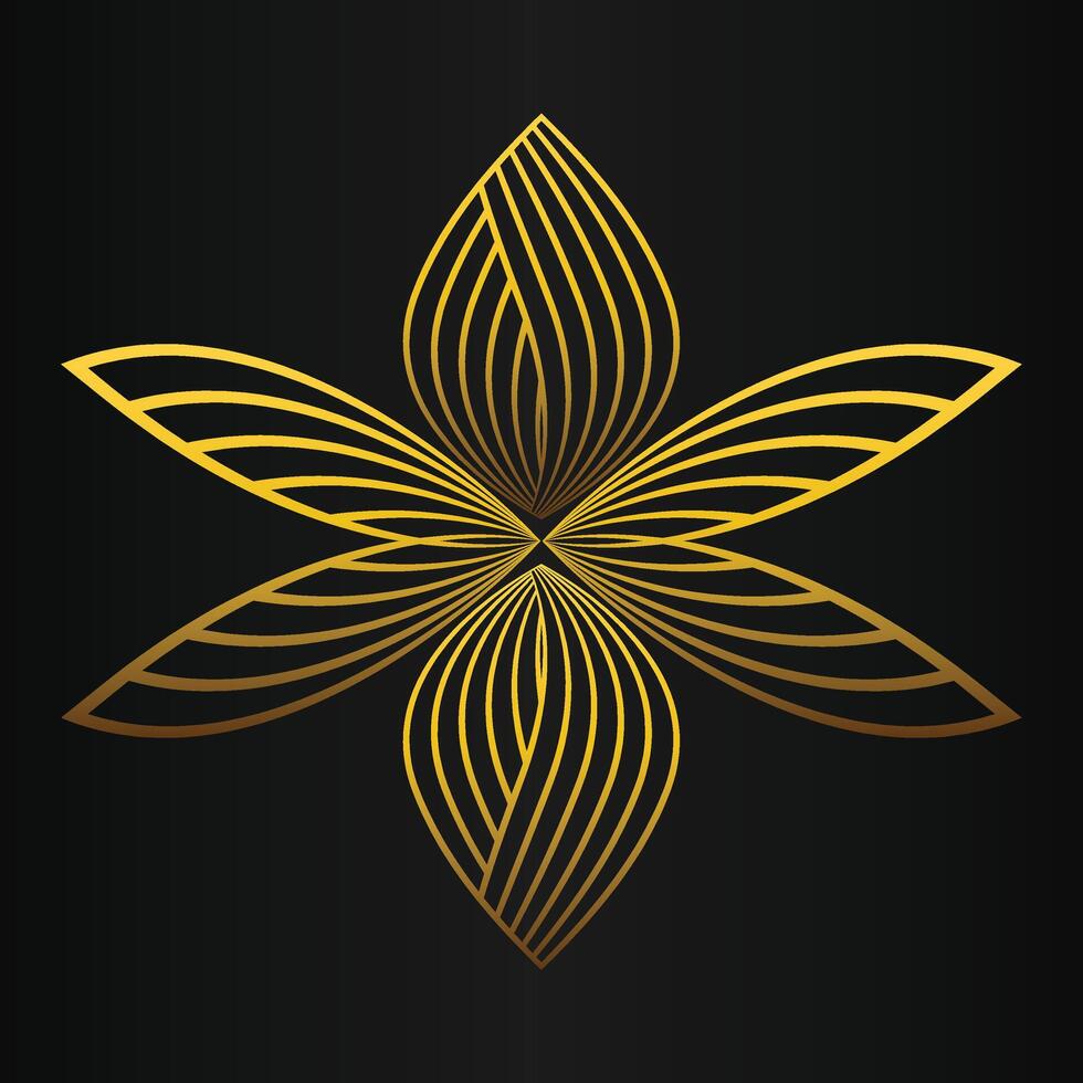 beautiful golden flower petal on black background vector