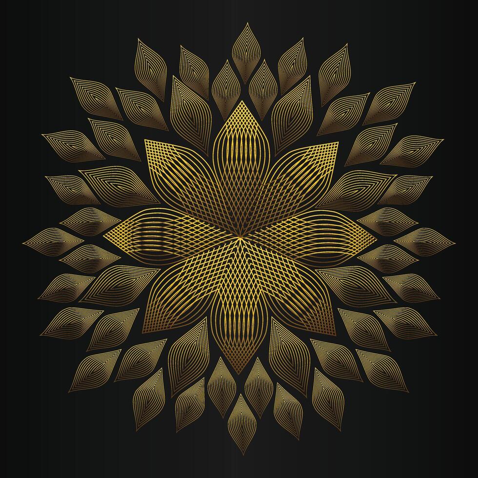 beautiful golden flower petal on black background vector
