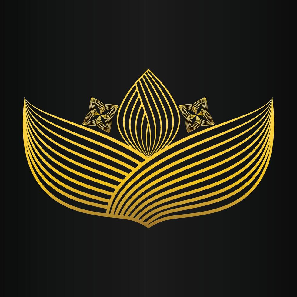 beautiful golden flower petal on black background vector