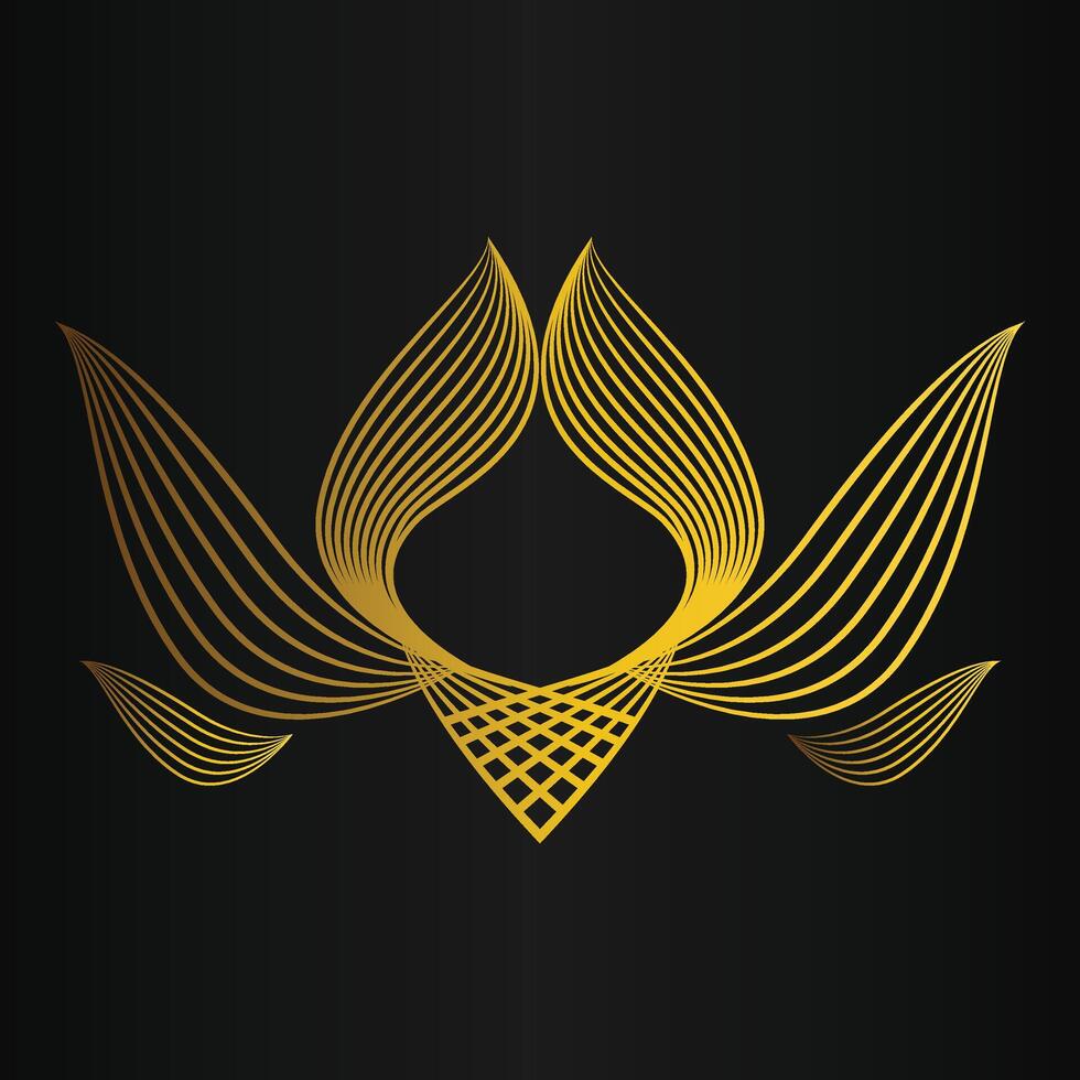 beautiful golden flower petal on black background vector