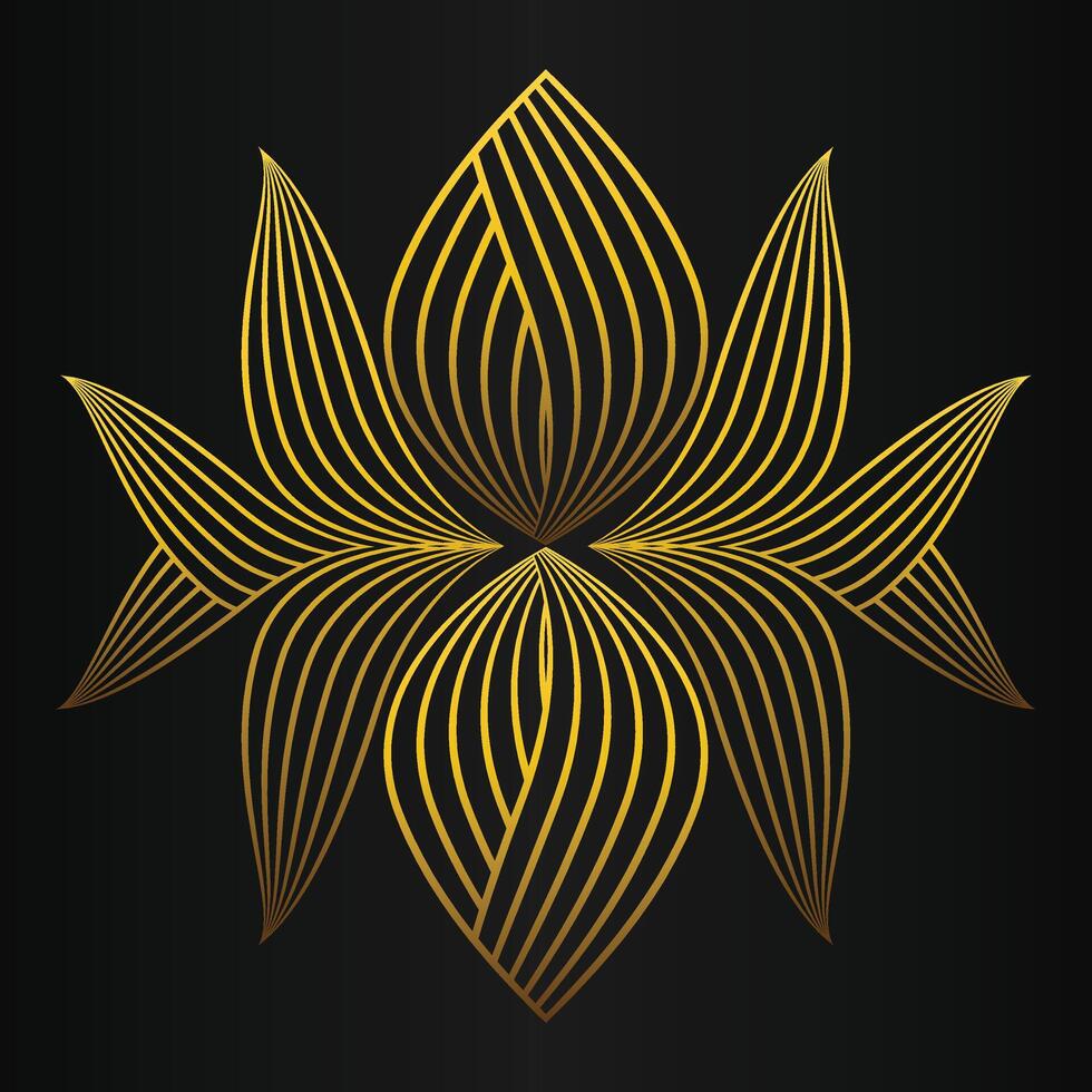 beautiful golden flower petal on black background vector