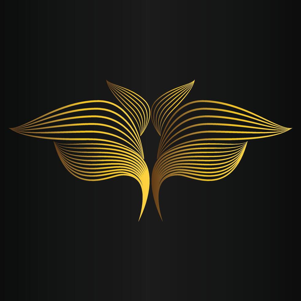 beautiful golden flower petal on black background vector