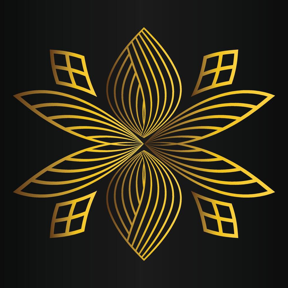 beautiful golden flower petal on black background vector