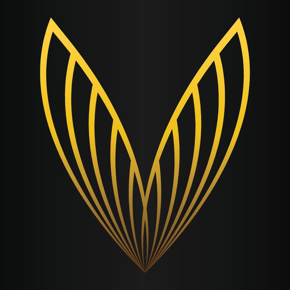 beautiful golden flower petal on black background vector