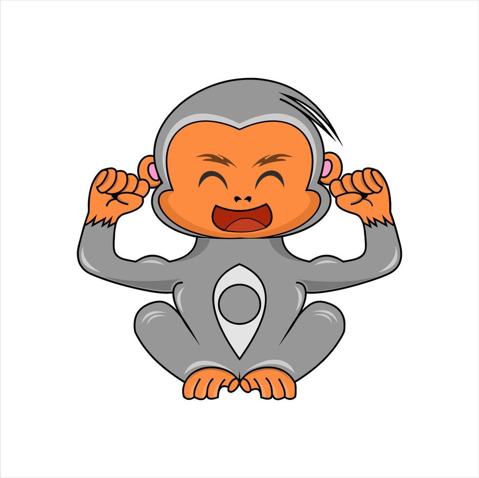 a cartoon monkey showing his muscles vector