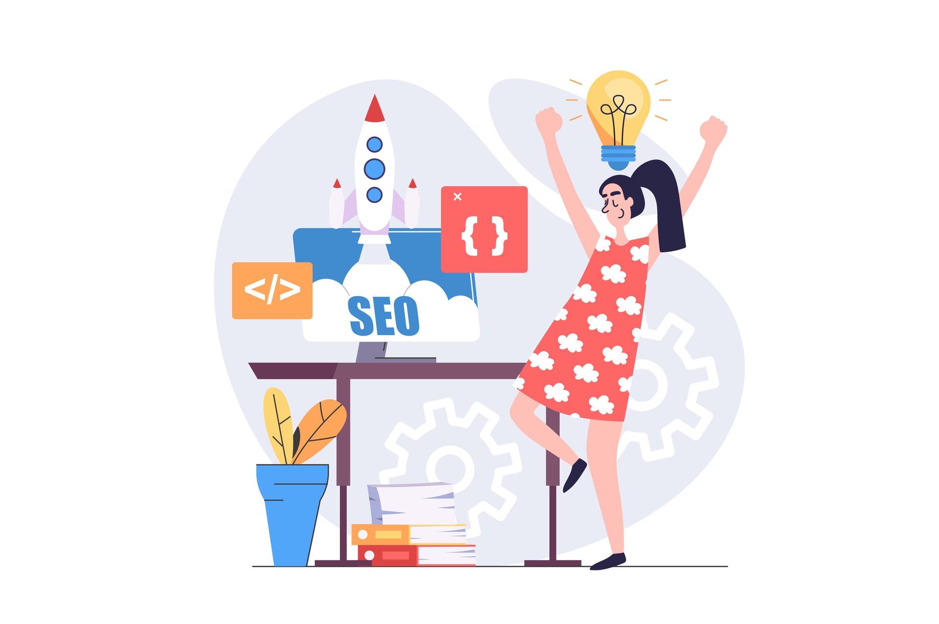 SEO optimization concept in modern flat design for web. Woman ...