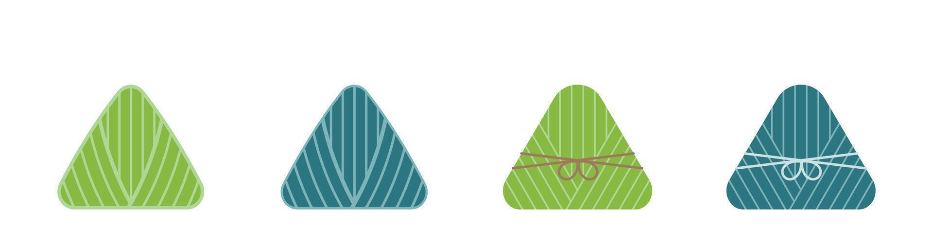 illustration of a set of Chinese rice dumplings icon or logo or close-up, different colors isolated on white background vector
