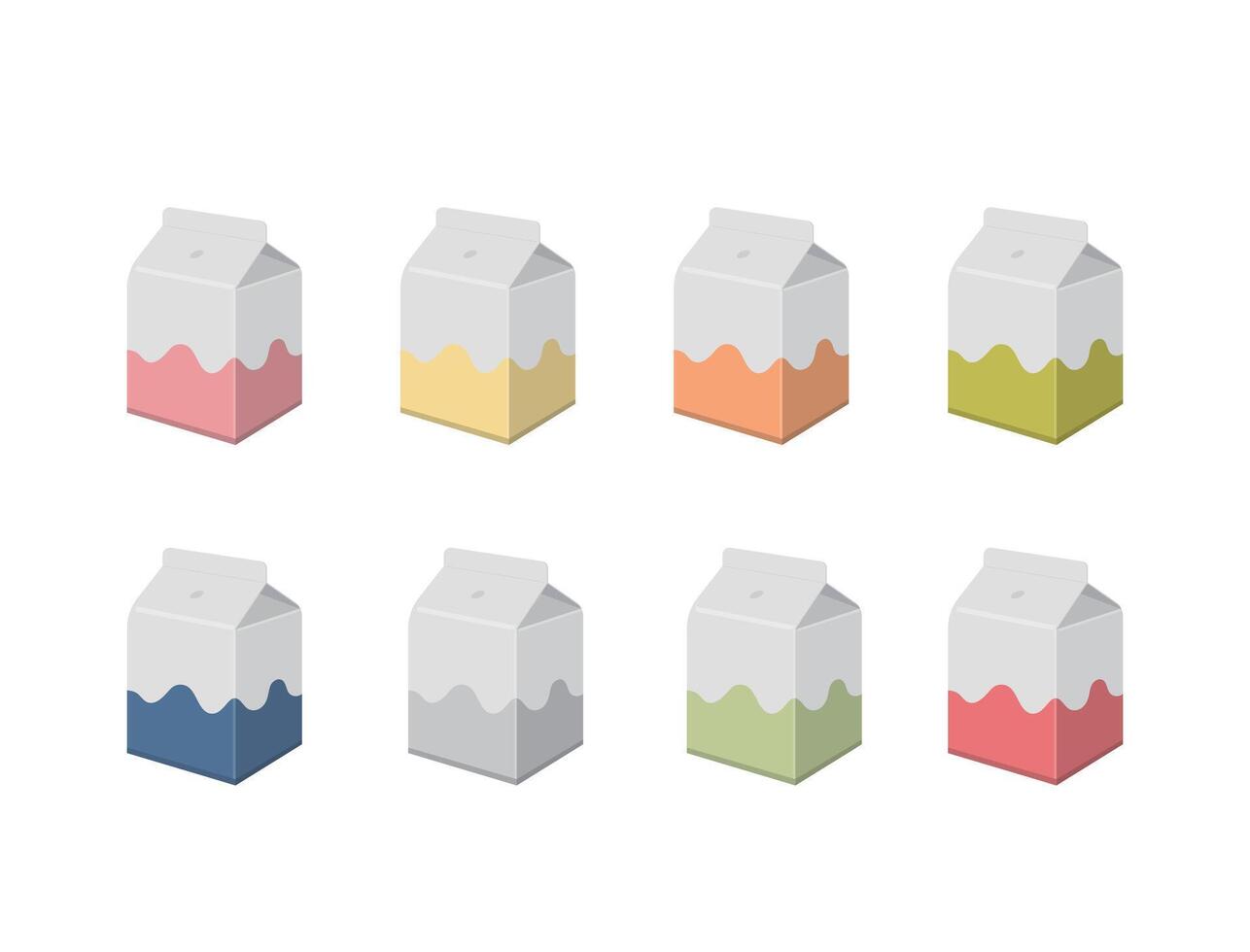 8 colorful milk packaging cartons, healthy and nutritious dairy products, iced delicious vector