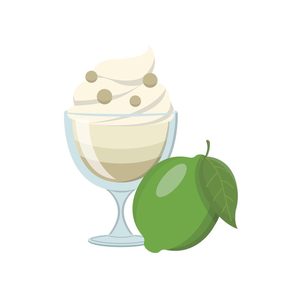 Lemon flavored fruit sundae with glass cup isolated on white background vector