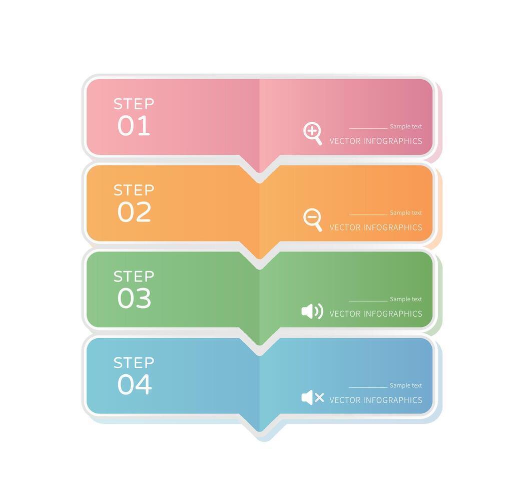 Business infographic, 4 step chart with business icons, template for web design vector