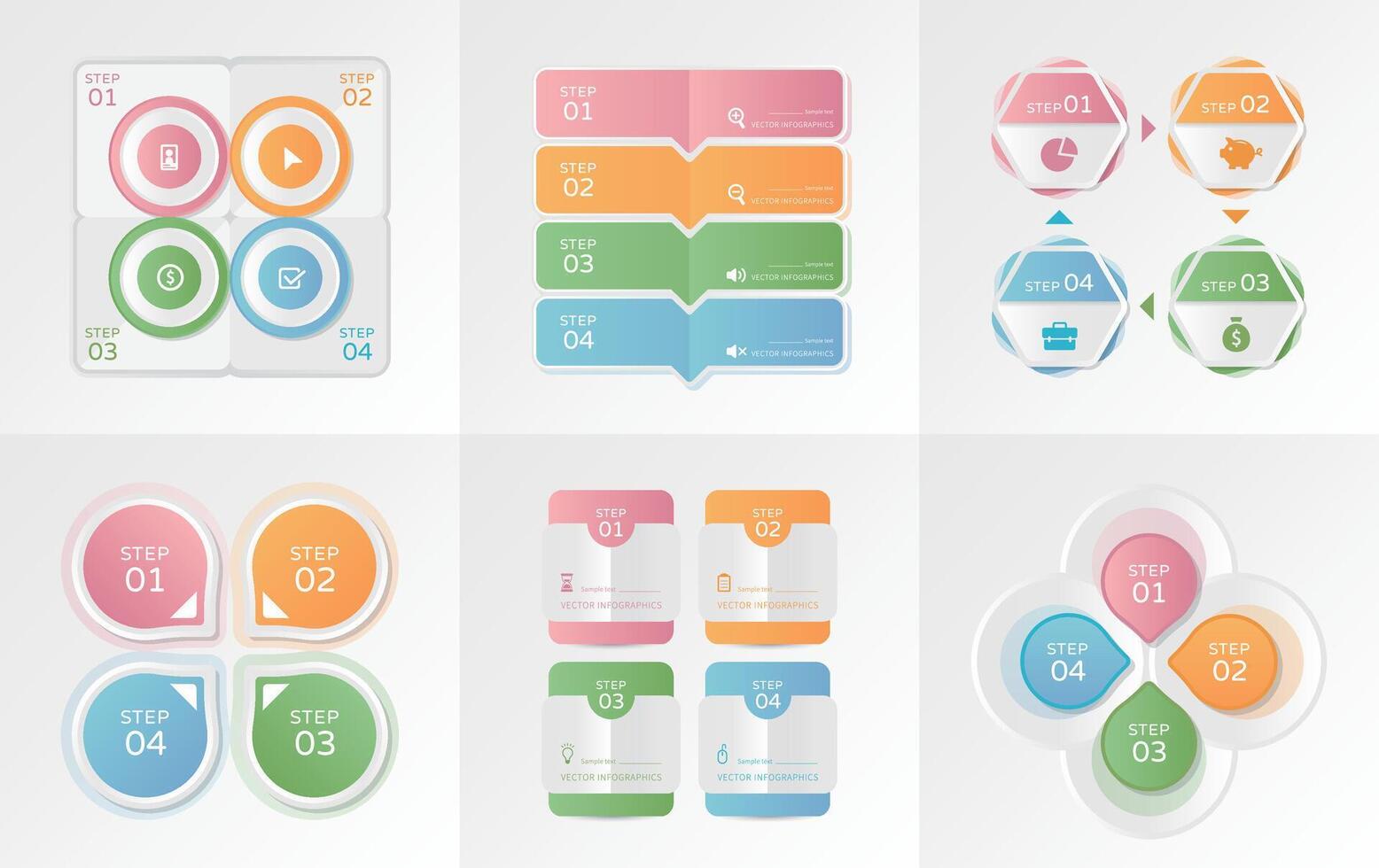 Business infographic, 4 step chart with business icons, template for web design vector