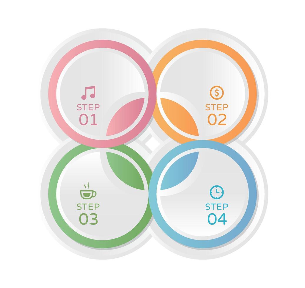 Business infographic, 4-step chart with business icons, template for web design vector