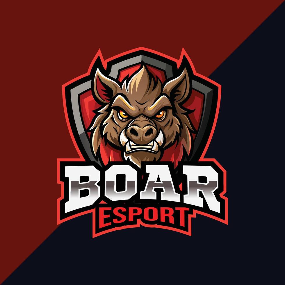 Boar or pig Esport mascot logo design with shield vector