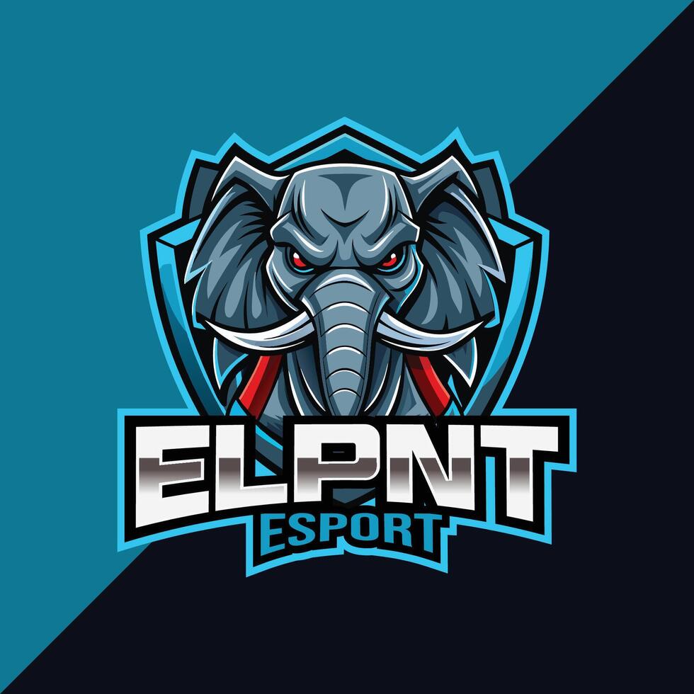 Elephant Esport mascot logo design with shield vector