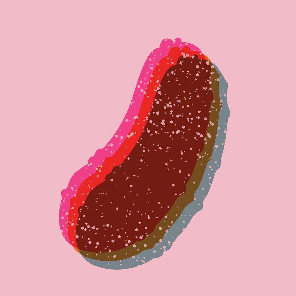 bitter melon shape object. full color bitter melon illustration with risograph print effect. vector