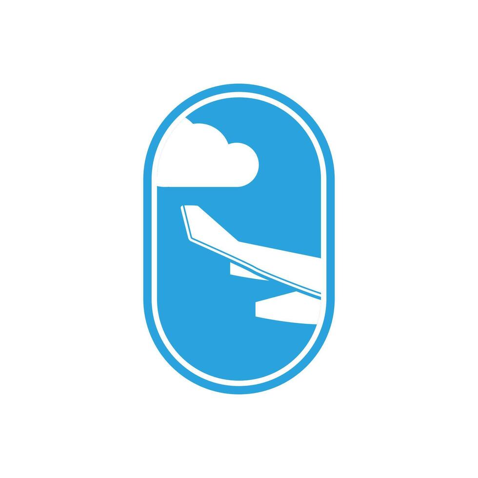 Airplane window with cloudy sky outside flat icon vector