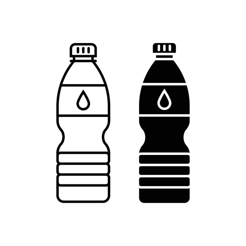 Plastic bottle black and white icon design illustration set vector