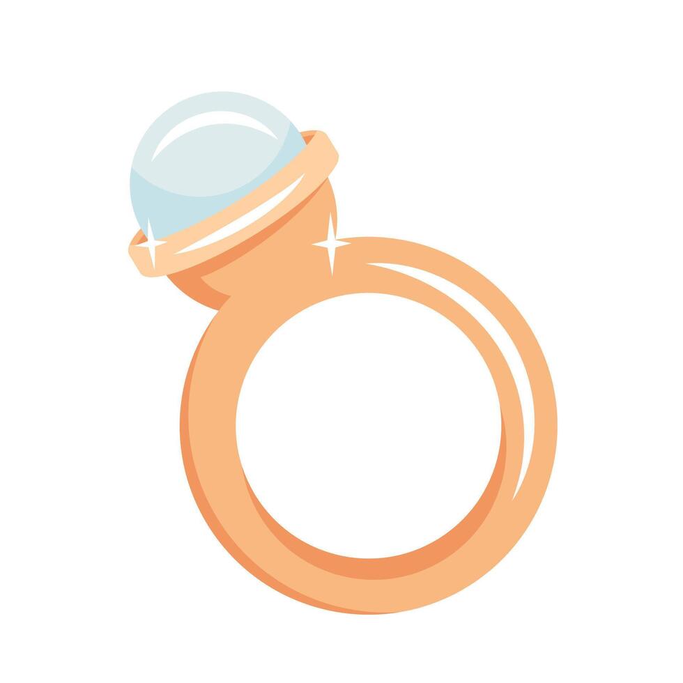 Golden ring with pearl isolated on white background. Vintage Gold wedding ring with pearly gemstone. Jewelry icon. Luxury bijouterie. for jewellery shop, marriage, gift vector