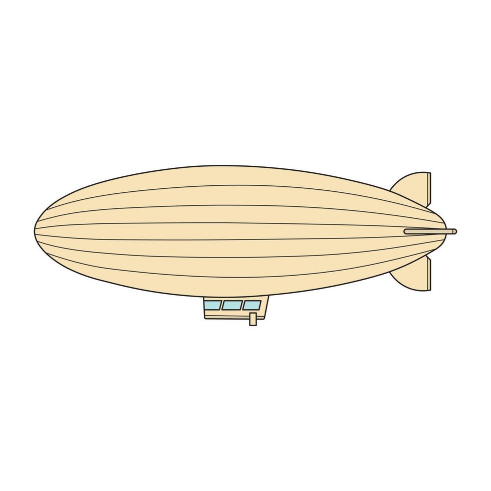 kids drawing cartoon illustration zeppelin icon Isolated on White vector