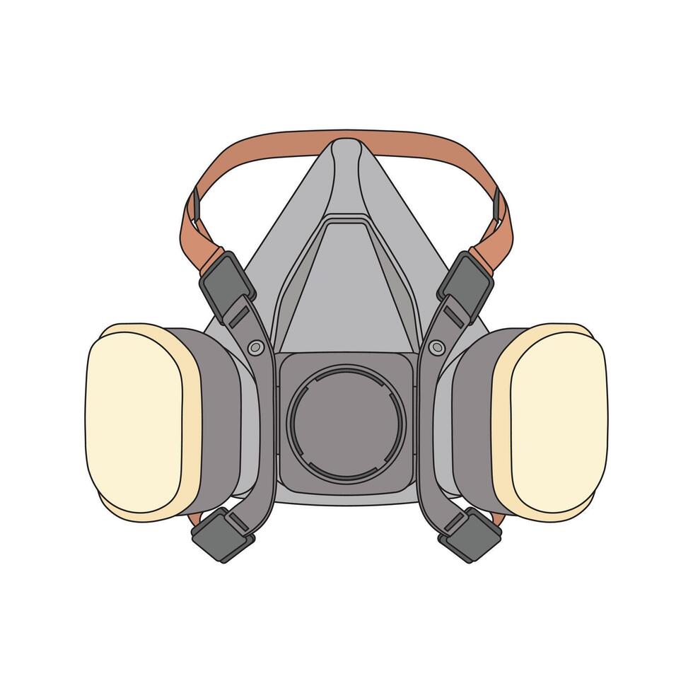 kids drawing cartoon illustration respirator icon Isolated on White vector