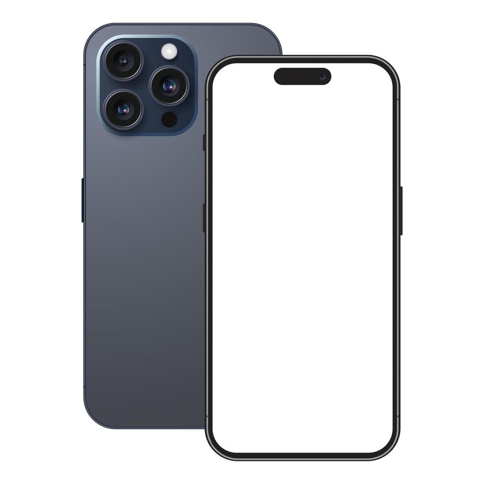 Black Smartphone iPhone 14 models Realistic Design on white background vector