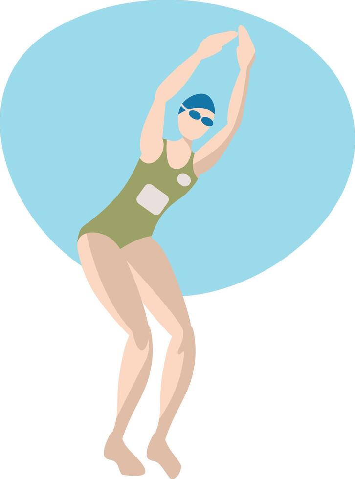 woman is preparing to dive into the pool. competitions sports swimming vector