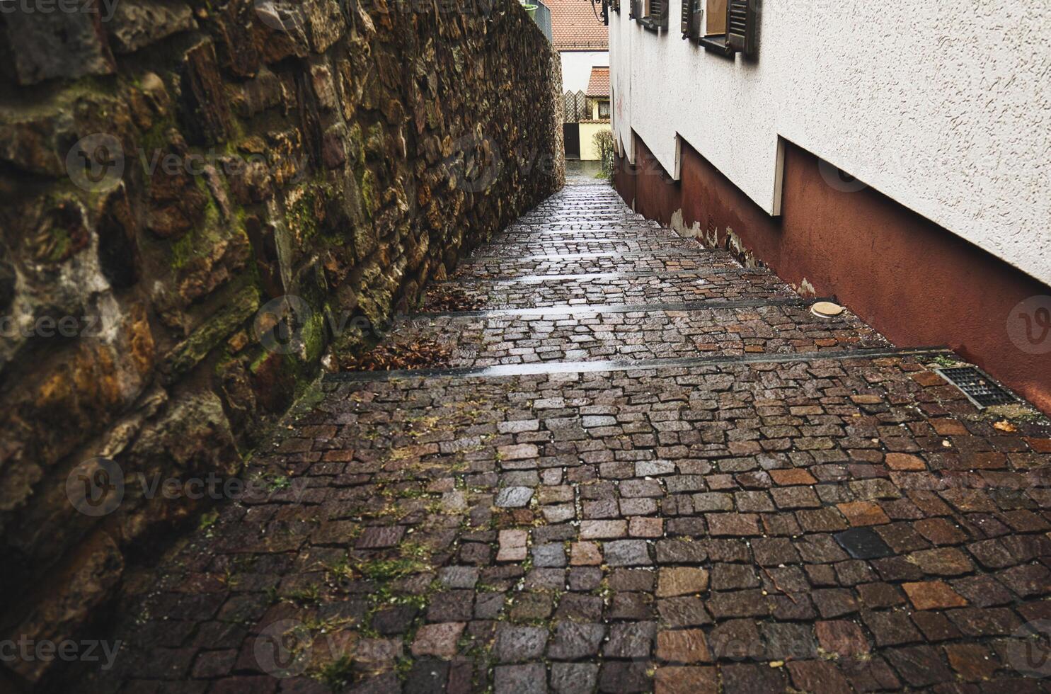 Stone Road and Vintage German Houses photo