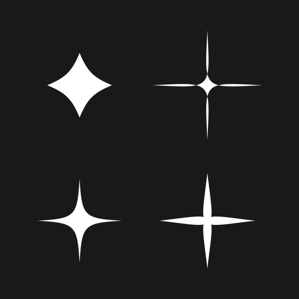 Star or sparkle elements collection set isolated on black. illustration. vector