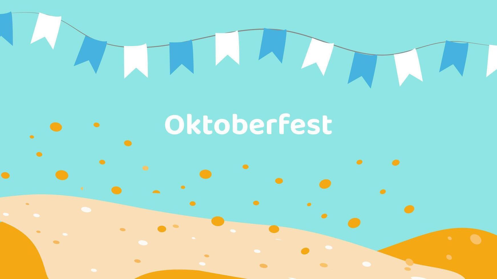 Oktoberfest annual beer festival in Germany banner. Popular cultural event in world. Flag of Bavaria. Second half of September beginning of October. Poster invitation template. illustration. vector