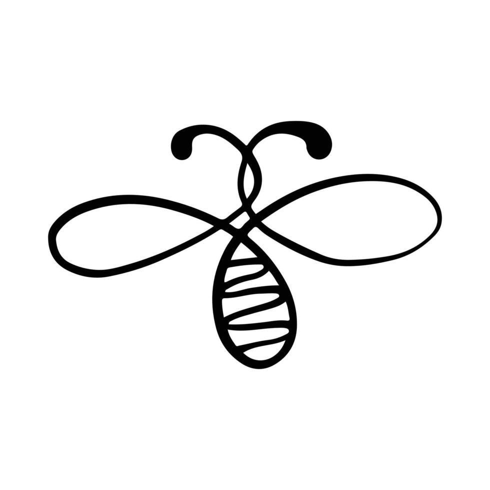 Honey bee icon. illustration isolated on a white background. Hand drawn doodle of a bee. Honey Bee Tattoo, Bee Icon, Bee Logo, Bee Symbol vector