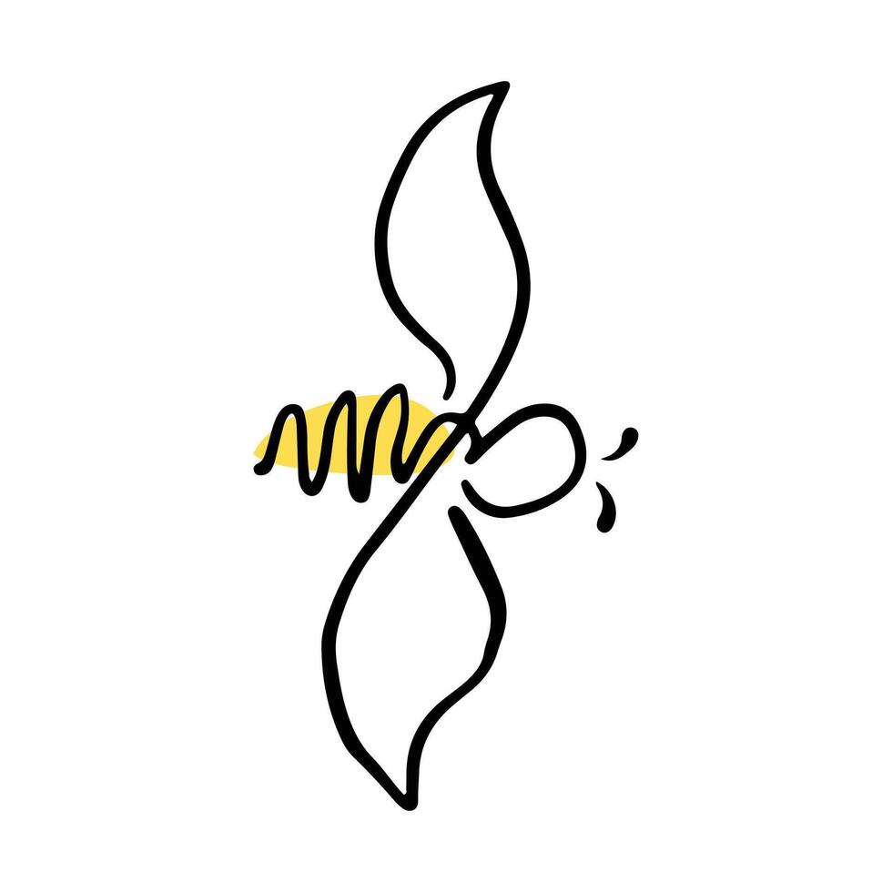 Honey bee icon. illustration isolated on a white background. Hand drawn doodle of a bee. Honey Bee Line Art vector