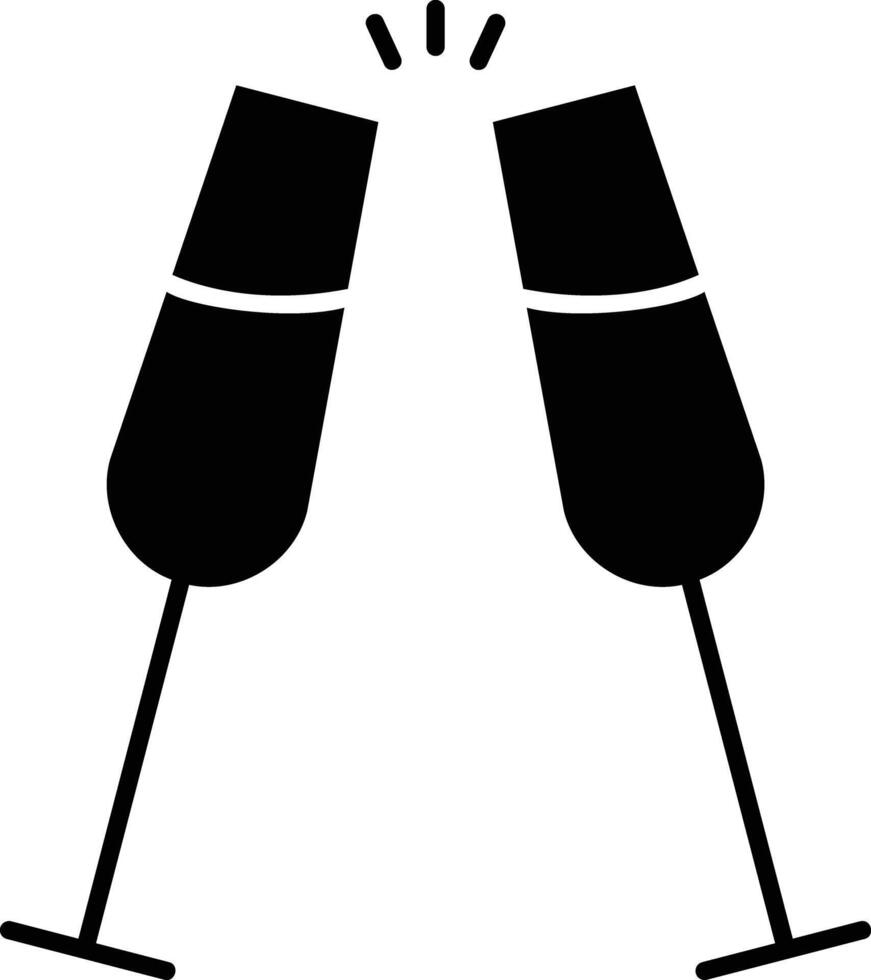 Champagne Cheers solid glyph illustration vector