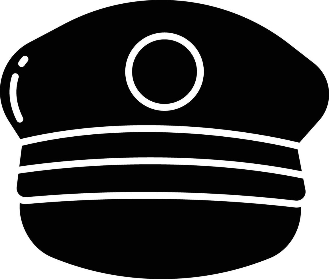 Pilot hat solid glyph illustration vector