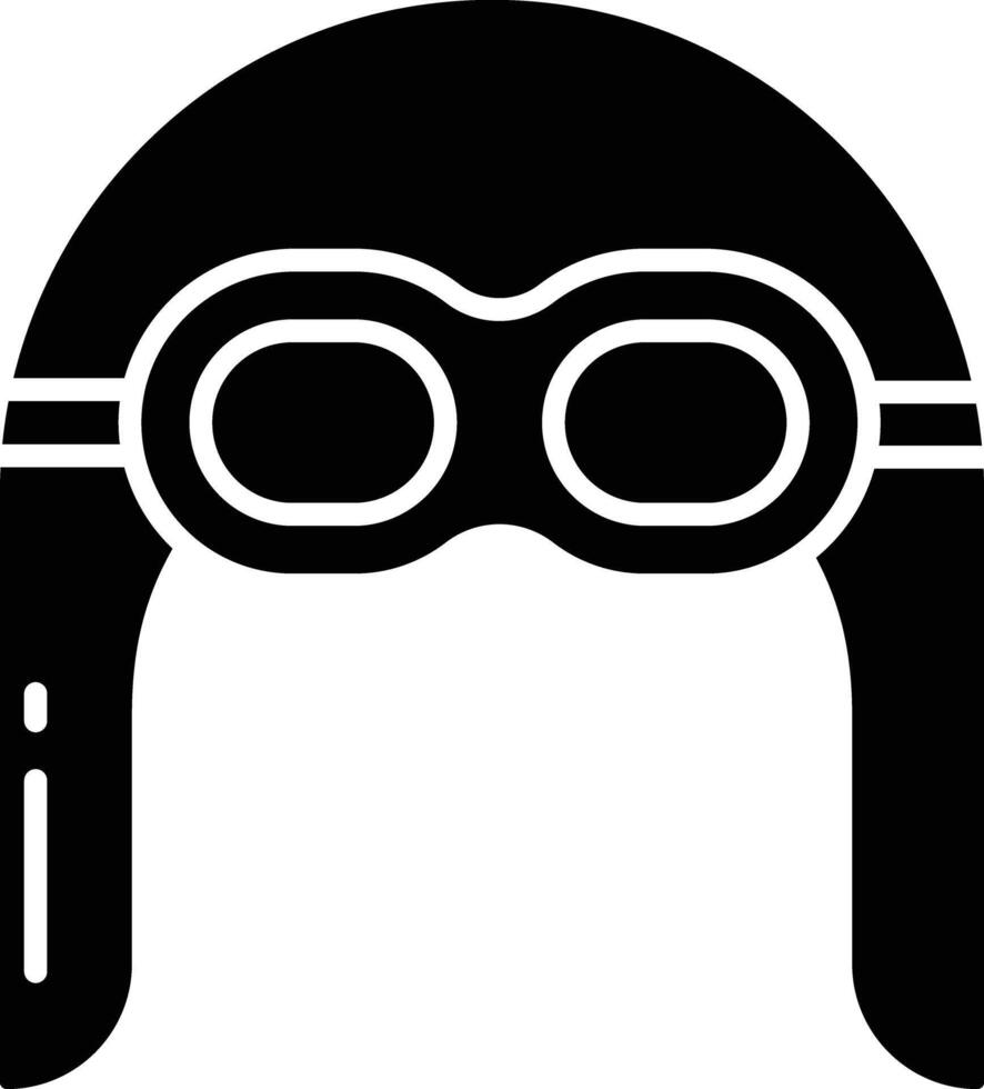 Aviator helmet solid glyph illustration vector