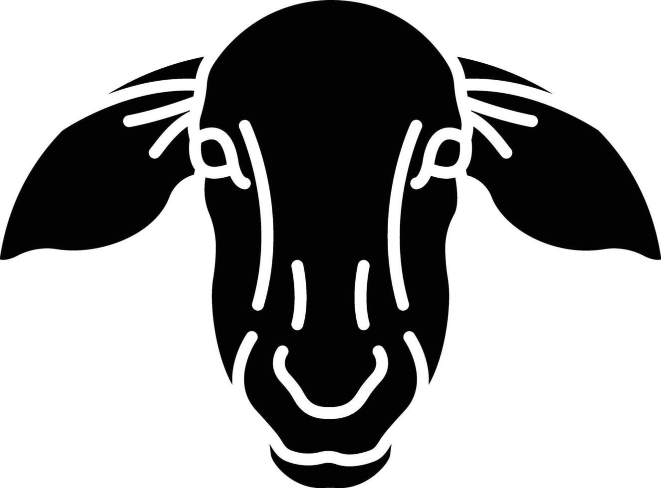Sheep face solid glyph illustration vector