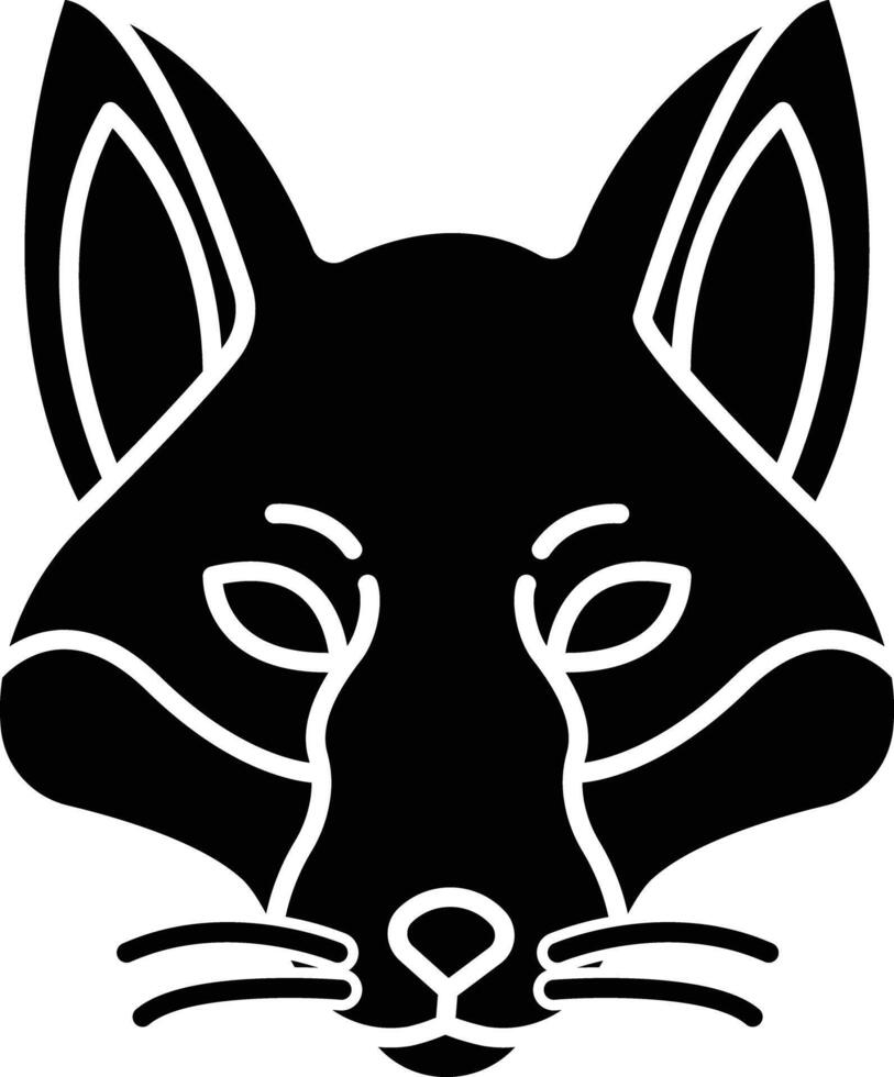 Fox face solid glyph illustration vector