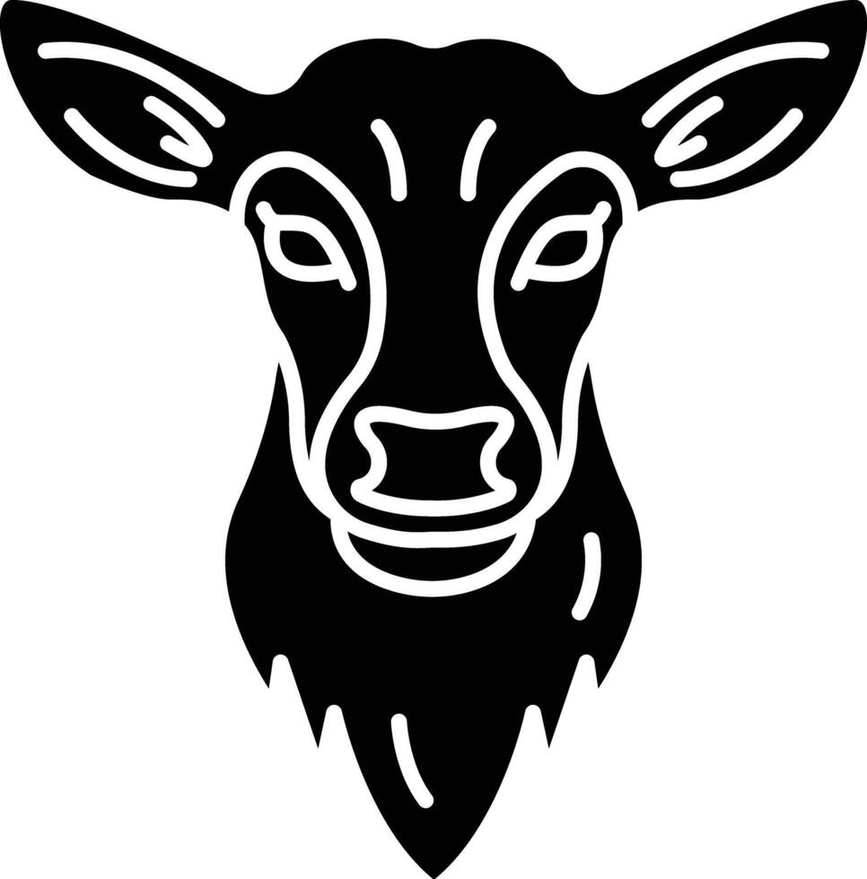 Fawn face solid glyph illustration vector