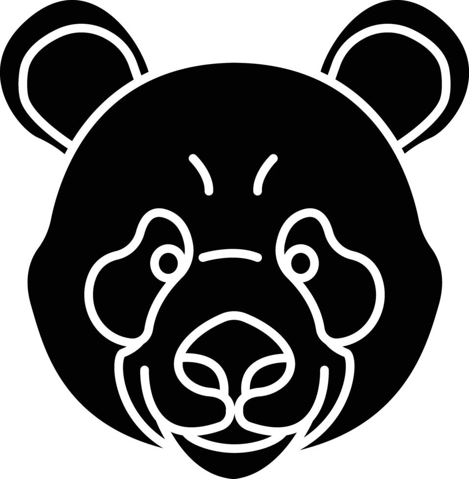Panda face solid glyph illustration vector