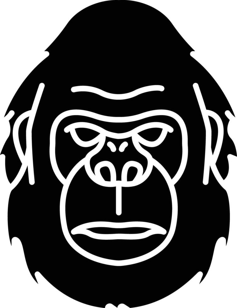 Gorilla face solid glyph illustration vector