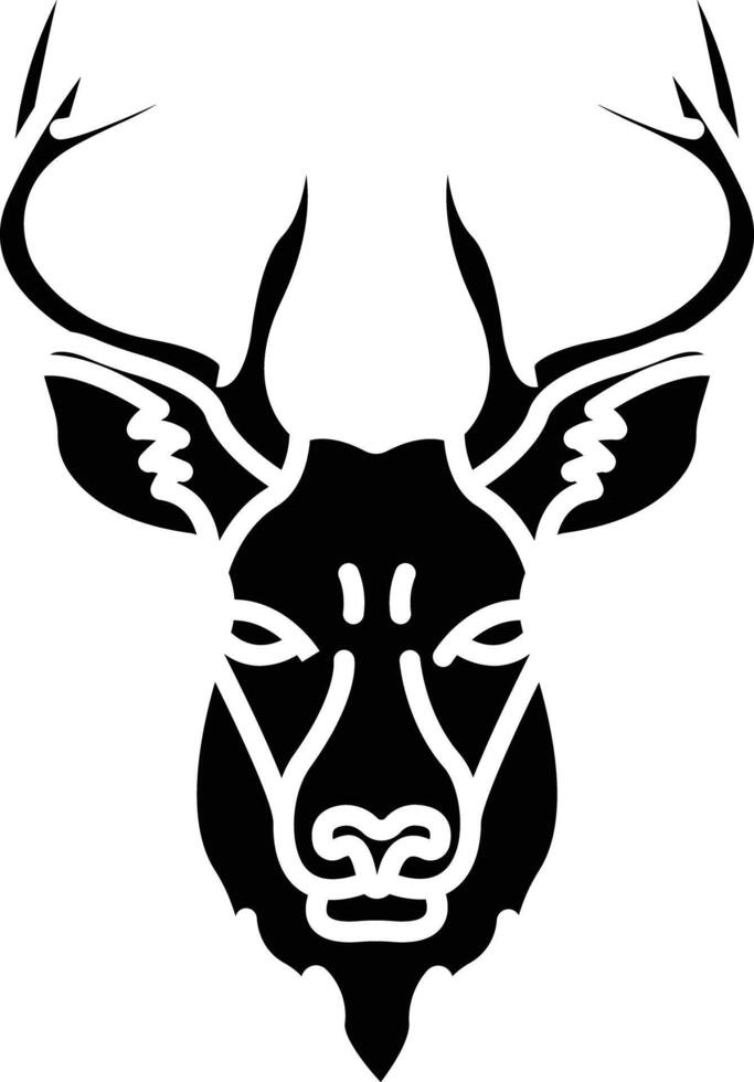 Deer face solid glyph illustration vector