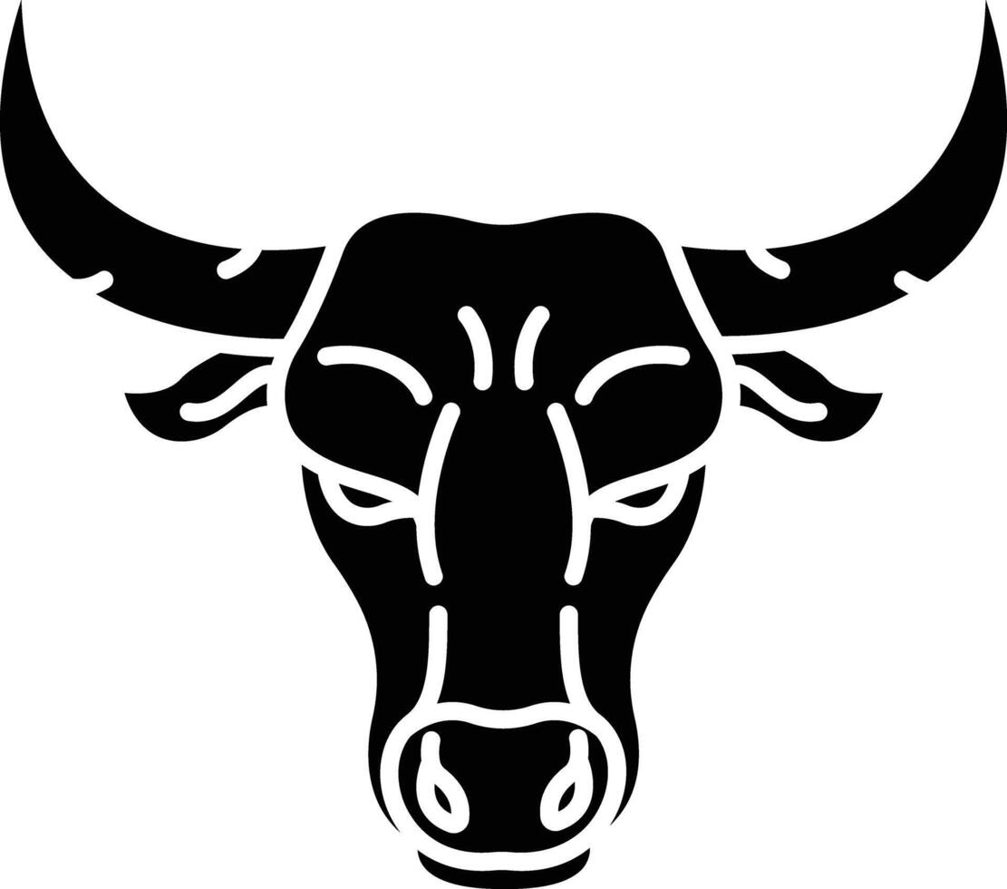 Bull face solid glyph illustration vector