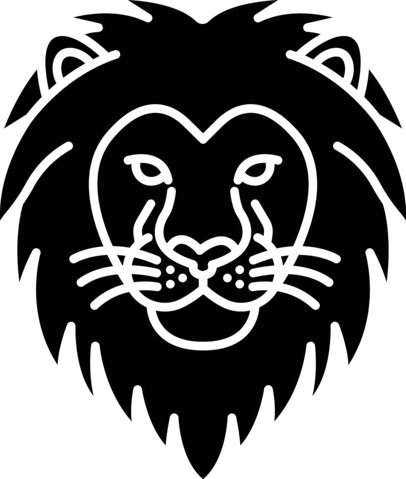 Lioness face solid glyph illustration vector