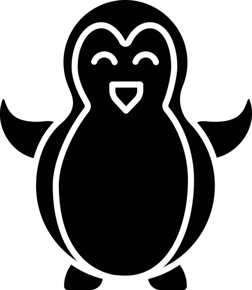 Penguin bird solid glyph illustration vector