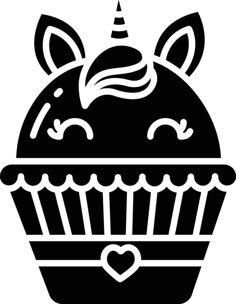Cup cakes solid glyph illustration vector