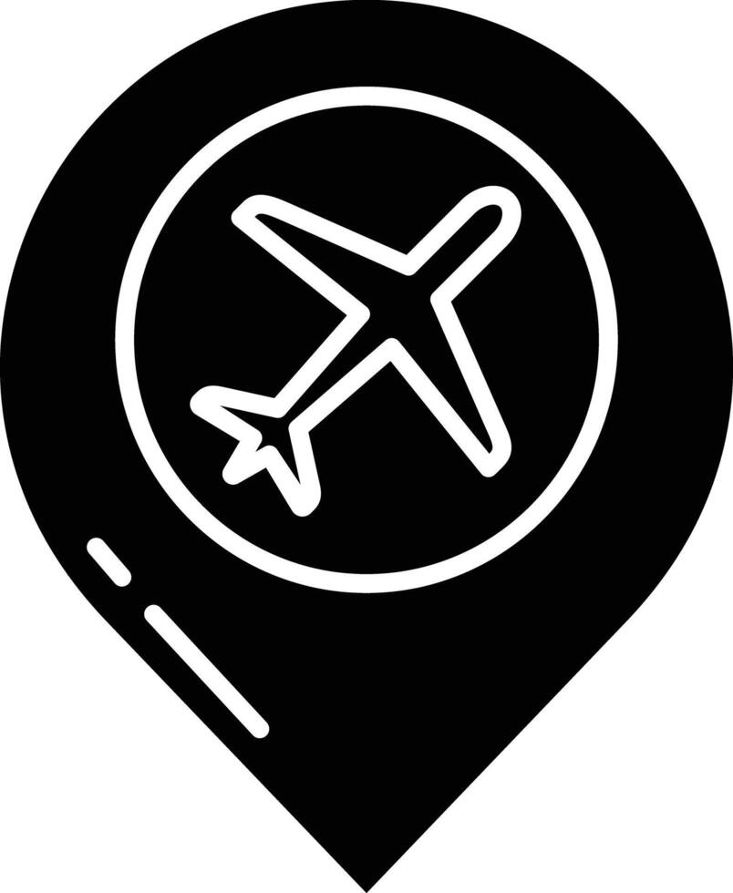 Airport location solid glyph illustration vector