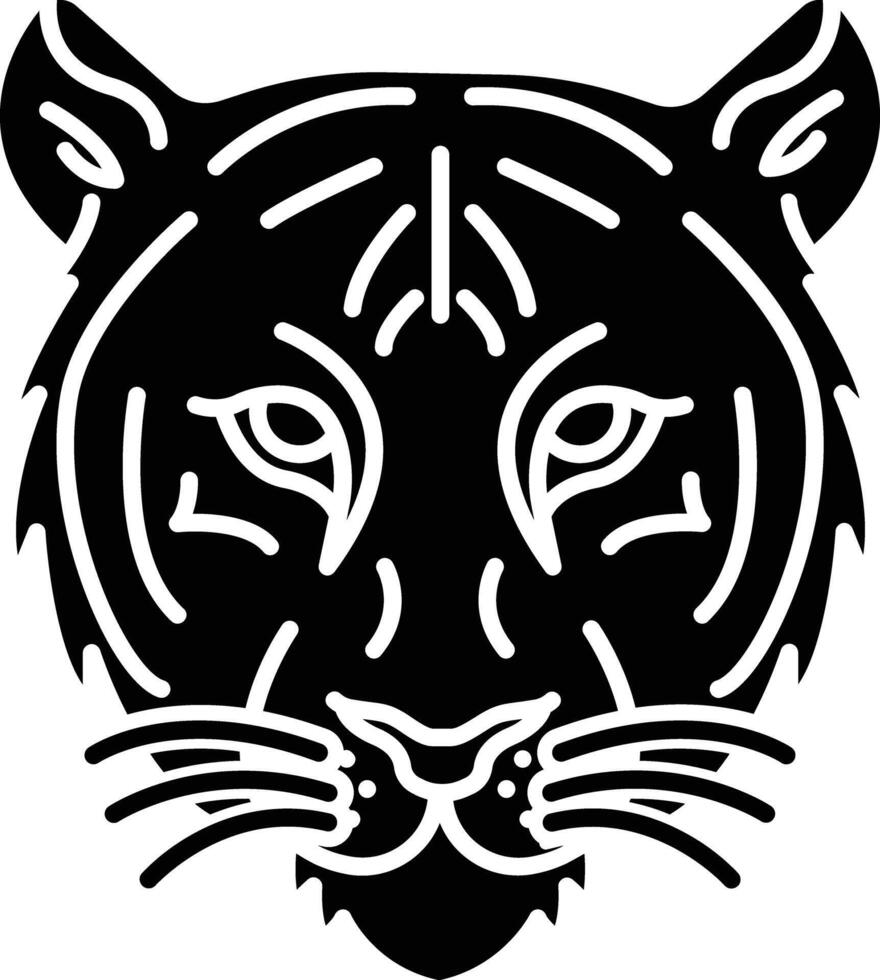 Tiger face solid glyph illustration vector