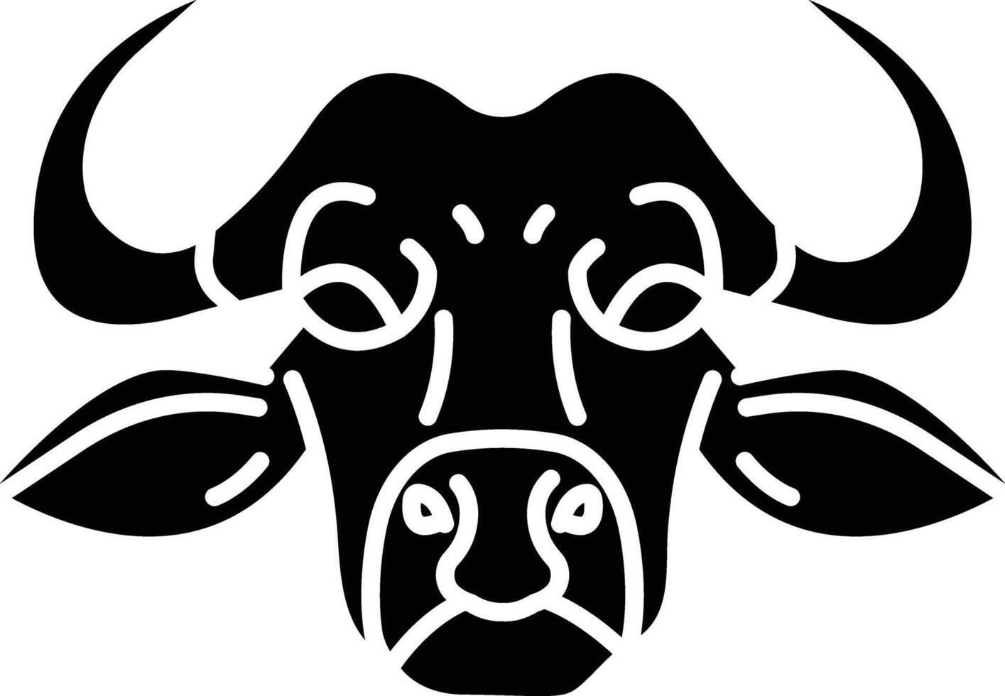 Buffalo face solid glyph illustration vector