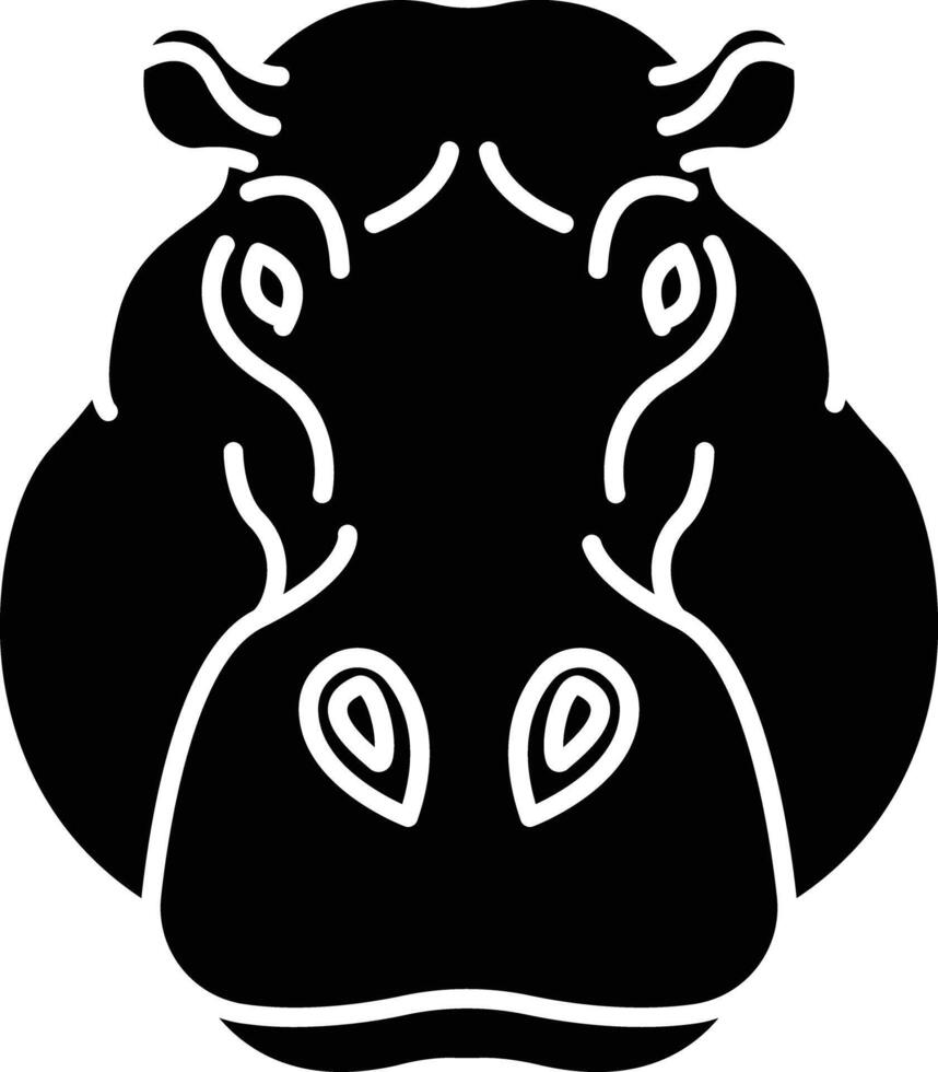 Hippopotamus face solid glyph illustration vector